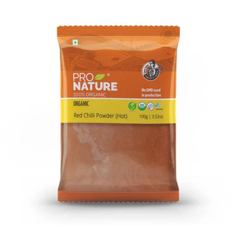 Pro Nature 100% Organic Red Chilli Powder (Hot), 100g