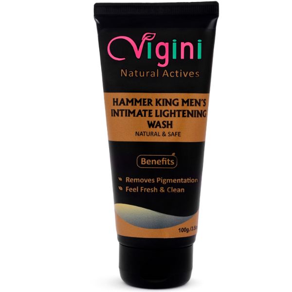 Vigini Hammer King Intimate Lightening Whitening Brightening Deodrant Gel Wash Men 100g | Anti (Bacterial Itching Irritation Fungal) Hygiene Private Parts pH Balanced Removes Odor Cool and Refreshing