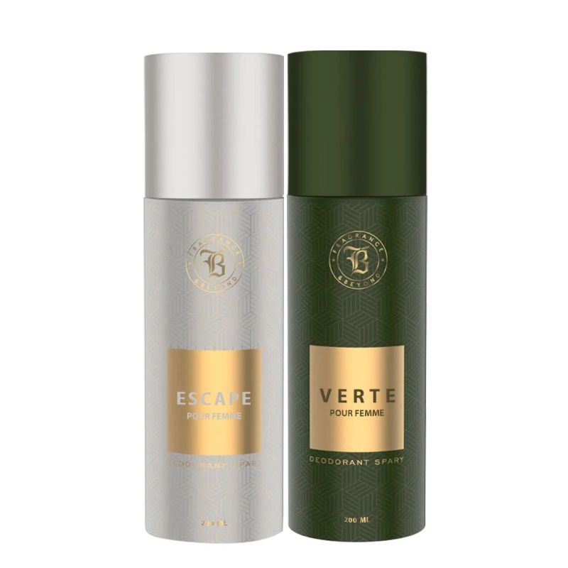 Fragrance & Beyond Deodorant Combo for Men And Women –VERTE & ESCAPE | Musk Amber Body Spray