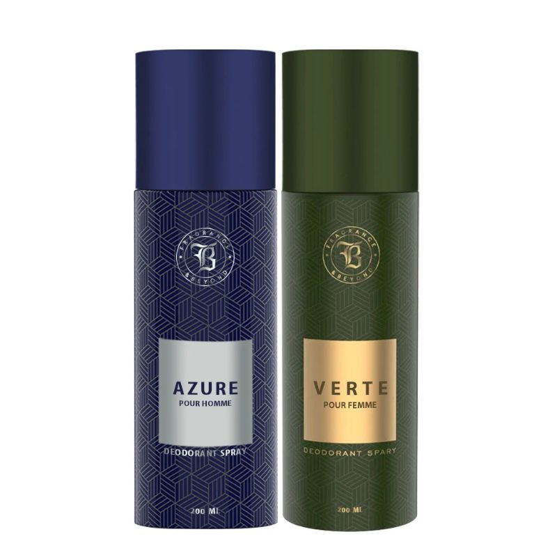 Fragrance & Beyond Body Deodorant for Men, (Pack of 2) - 200ml Each | Azure, Verte