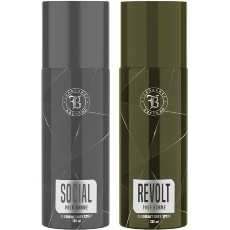 Fragrance & Beyond Body Deodorant for Men, (Pack of 2) - 200ml Each | Revolt, Social
