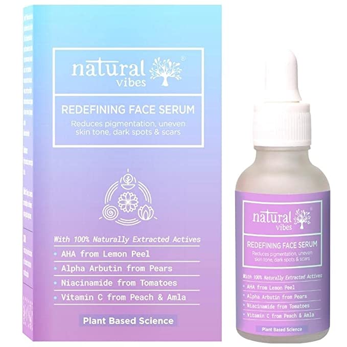 Natural Vibes Redefining Face Serum with Plant Based Alpha Arbutin, Niacinamide & Vitamin C  for Pigmentation & Scars 30 ml 