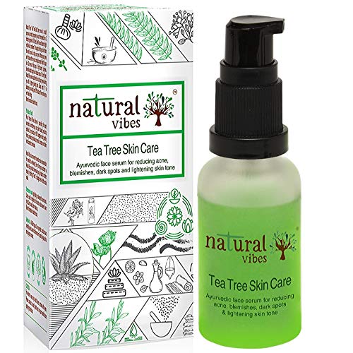 Natural Vibes - Ayurvedic Tea Tree Skin Repair Serum 30 ml - Reduces acne, blemishes, dark spots and lightens skin tone