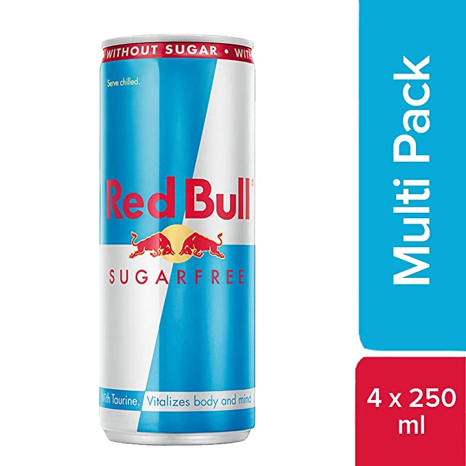 Red Bull Energy Drink, Sugarfree, 250 ml (4 Pack)