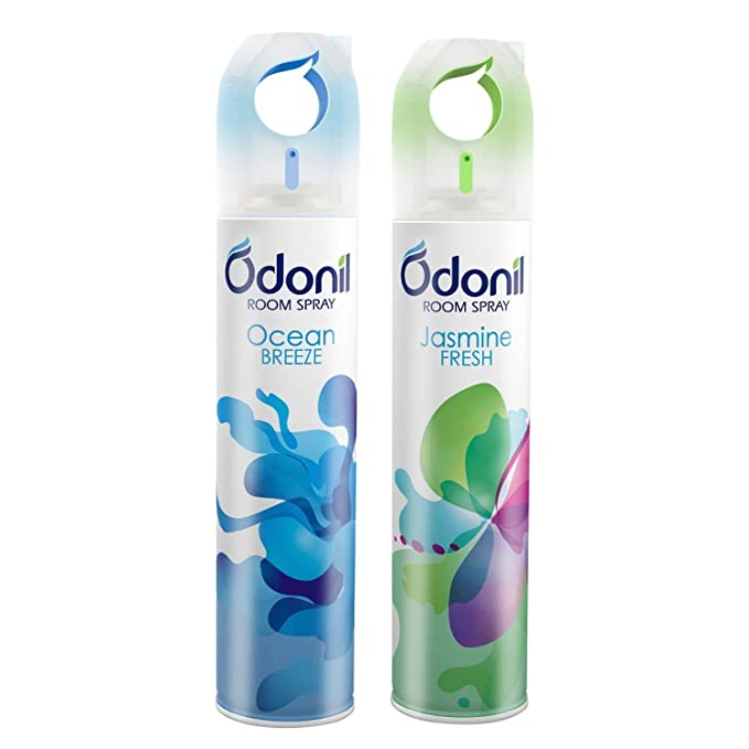 Odonil Room Freshener Spray (Pack of 2), Jasmine Fresh 220ml+Ocean Breeze 220ml