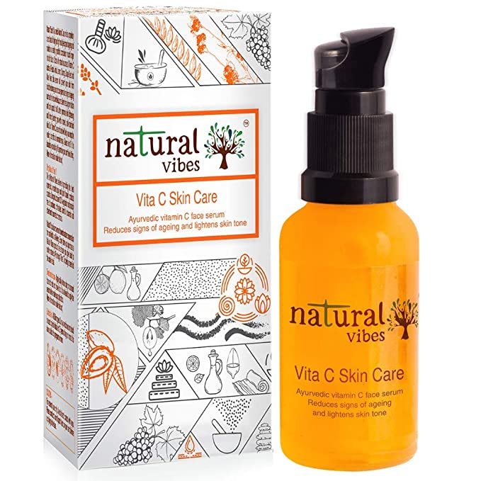 Natural Vibes - Ayurvedic Vitamin C Skin Care Serum 30 ml - Reduces signs of ageing and lightens skin tone 