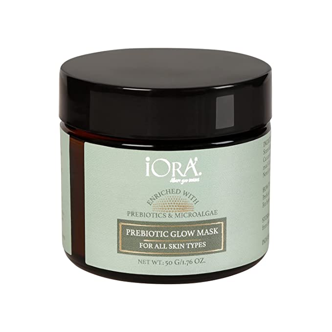 iORA Prebiotic Glow Mask, for Glowing & Radiant Skin | enriched with Licorice, Aloe Vera & Essential Oils, for Fairness, Tan-Removal & Skin Brightening | For All Skin Type - 50gm