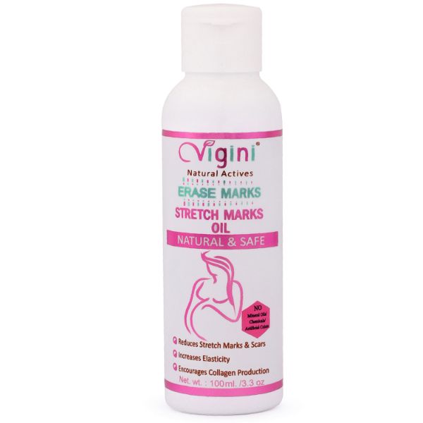 Vigini Natural Actives Erase Stretch Marks & Scars Removal Oil Cream with Bio Oils & Use as Body Butter | Remove Remover Removing Stretch Mark In During After Pregnancy for Women & Hyper Pigemantation Anti-Aging Uneven Skin Tone -100ml