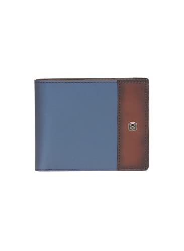 Horra Men Blue & Brown Colourblocked Two Fold Wallet