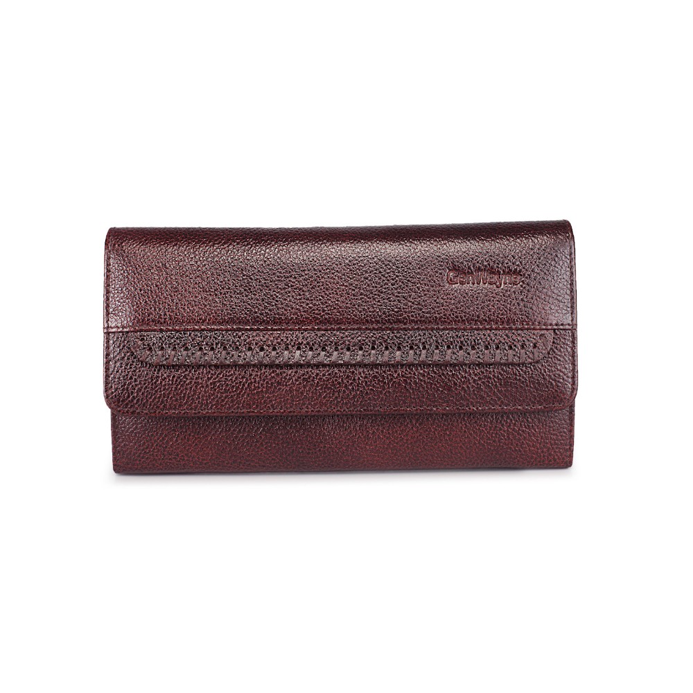 Genwayne Women's Leather Wallet With Multiple Zipper and Card Slots