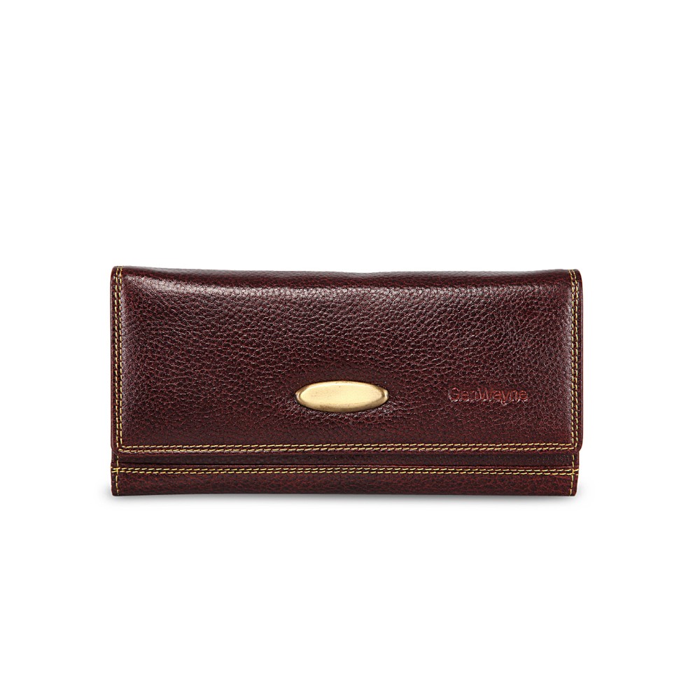 Genwayne Women's Leather Wallet With Multiple Zipper and Card Slots