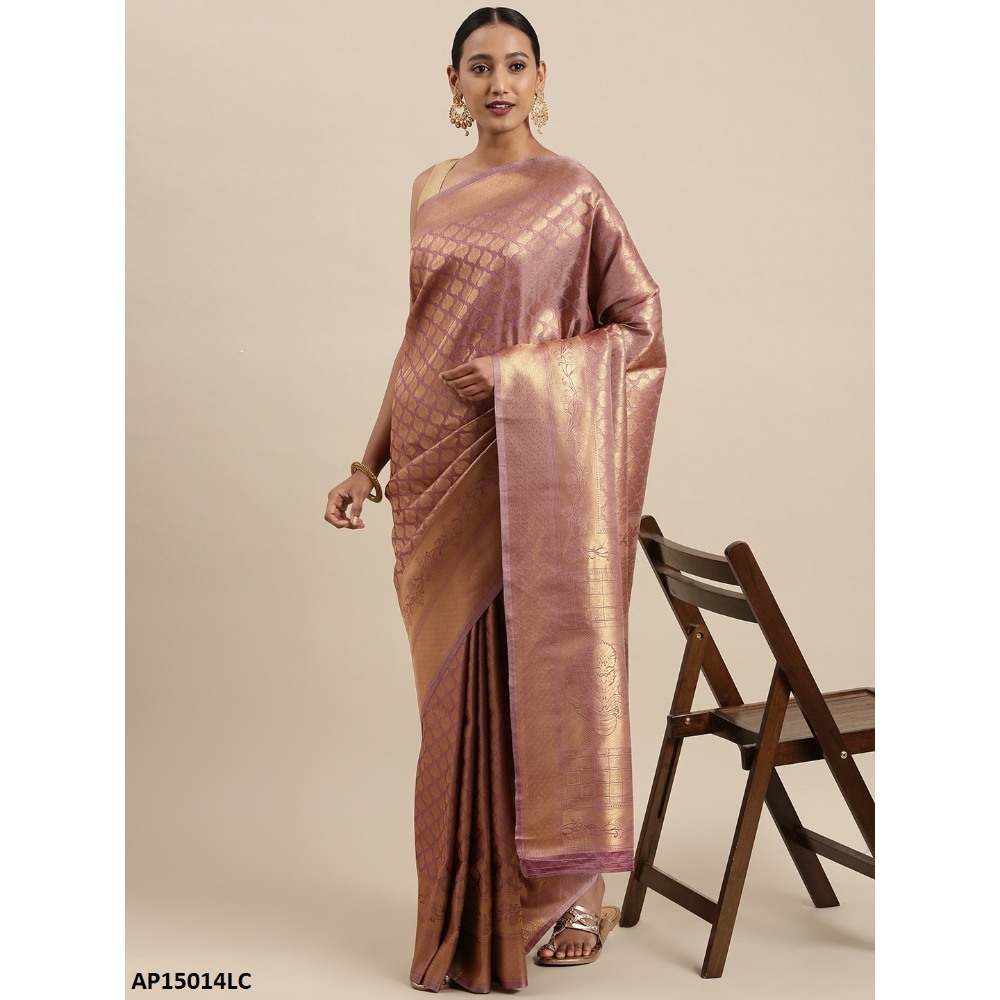 Sharaa Ethnica Coffee color Kanjeevaram Silk Sarees with unstiched blouse piece