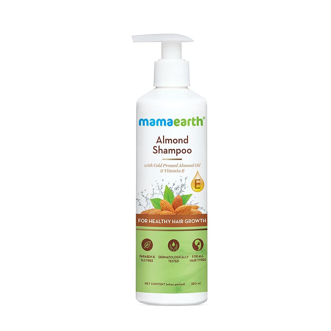 Mamaearth Almond Shampoo| For Healthy Hair Growth| Deep Nourishment| With Almond Oil and Vitamin E | Paraben Free | SLS Free | Shampoo for Dry Hair| - 250 ml