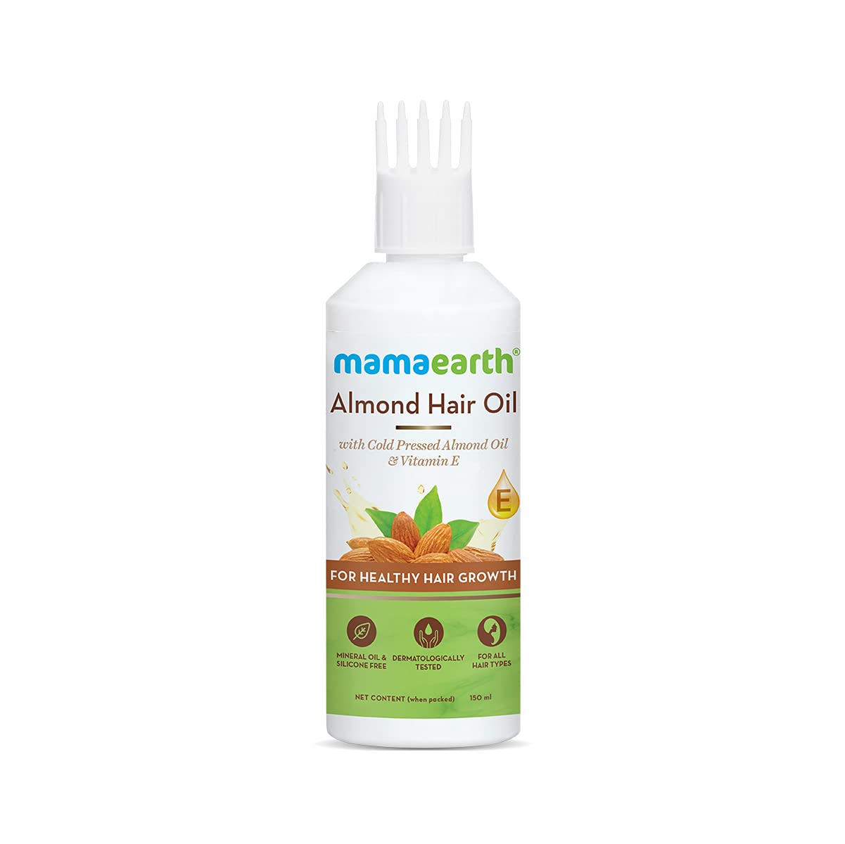 Mamaearth Almond Hair Oil for healthy hair growth and deep nourishment, with Cold Pressed Almond Oil & Vitamin E for Healthy Hair Growth - 150 ml