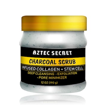 Aztec Secret  Charcoal & Walnut Face Scrub with Black Sand, Exfoliates skins & Removes Black Heads - 190 gm 