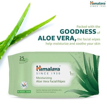 Himalaya Moisturising Aloe Vera Facial Wipes - 25 pcs