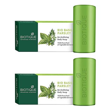 Biotique Basil And Parsley Revitalizing Body Soap, 150g(Pack of 2)