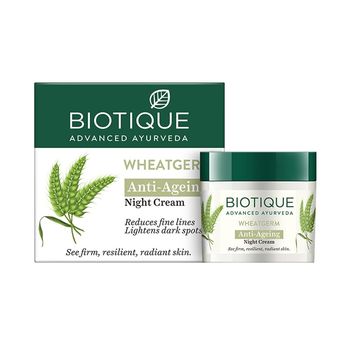 Biotique Wheat Germ Anti- Ageing Night Cream Reduces Fine Lines Lightens dark Spots, 50g