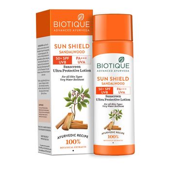 Biotique Sun Shield Sandalwood 50+SPF UVB Sunscreen Ultra Protective Lotion, 120ml