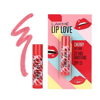 Lakme Lip Love Chapstick Cherry SPF 15, 4.5g,Tinted Lip Balm for 22 hours moisturised lips