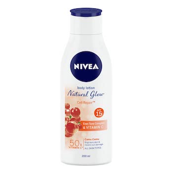 NIVEA Body Lotion Natural Glow, Cell Repair, SPF 15 & 50x Vitamin C - 200 ml