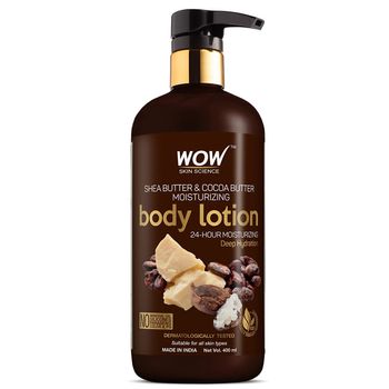 WOW Shea Butter and Cocoa Butter Moisturizing Body Lotion, Deep Hydration, 400 ml
