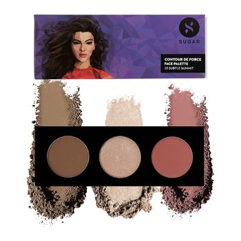 SUGAR Cosmetics - Contour De Force - Face Palette with Lightweight Blush, Highlighter And Bronzer - 01 Subtle Summit