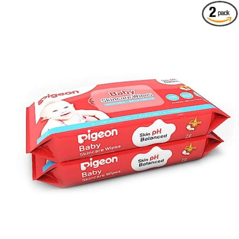 Pigeon Baby Skincare Wipes, 72 Sheets, Combo Pack of 2