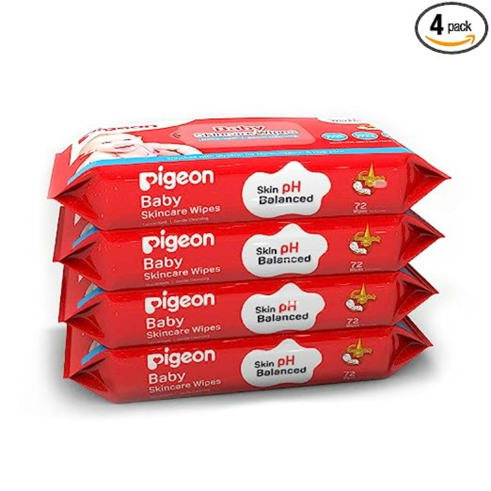 Pigeon Baby Skincare Wipes, 72 Sheets, Combo Pack of 4