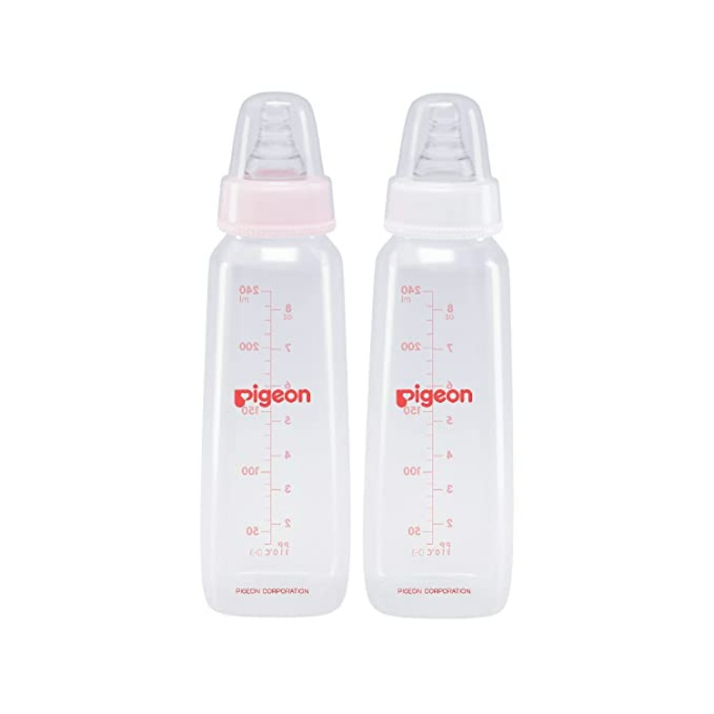 Pigeon PP Bottle 0+ month, Square Base, Pink and White, 120ml(Pack of 2)