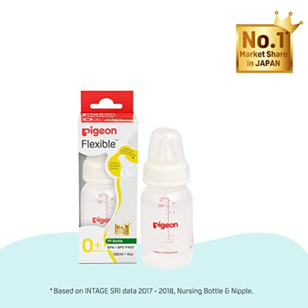 Pigeon Flexible PP Nursing Bottle, White-S, 120 ml