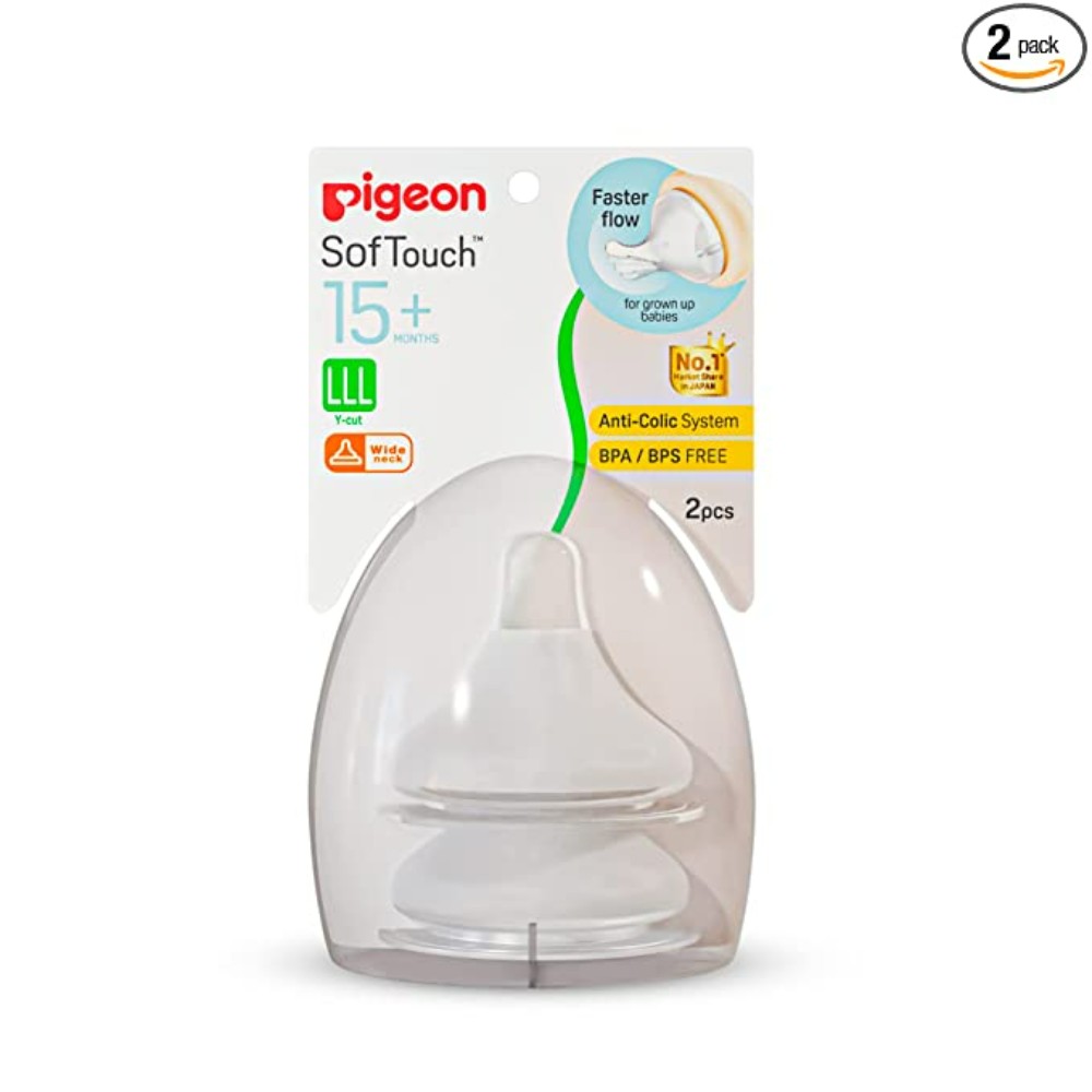 Pigeon Softtouch Nipple LLL,For 15+ Month 2Pc