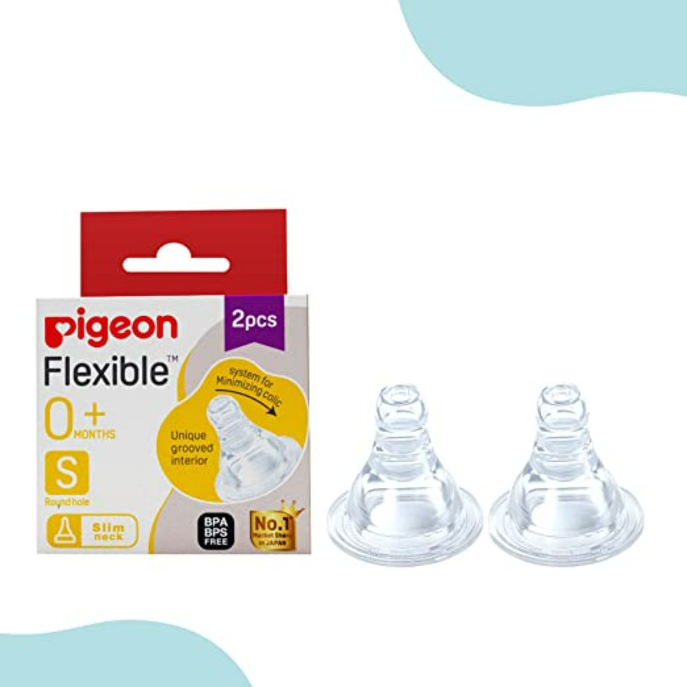 Pigeon Peristaltic Nipple S,For 0+ Month, 2Pc