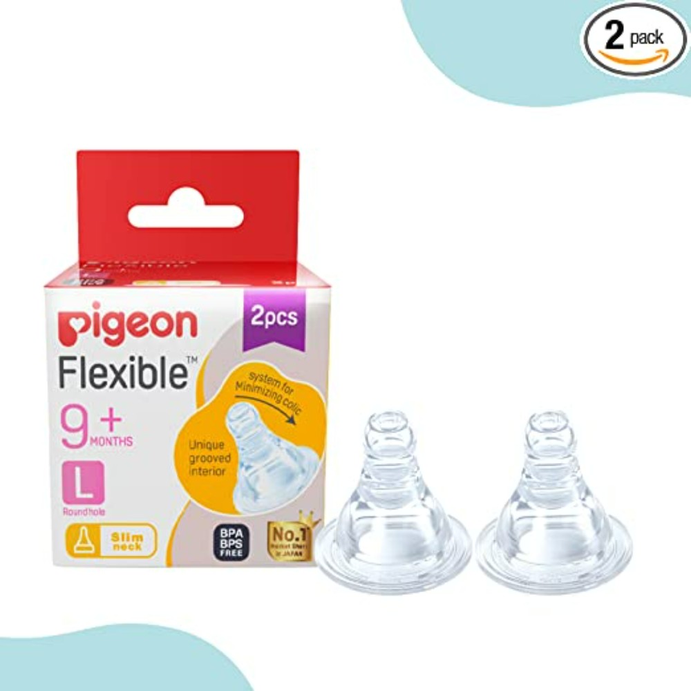 Pigeon Peristaltic Nipple L,For 9+ Month(2pc)