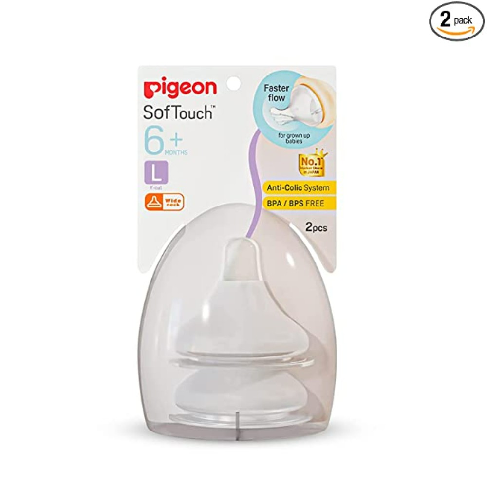 Pigeon Softtouch Nipple SS,For 0+ Month, 2pc