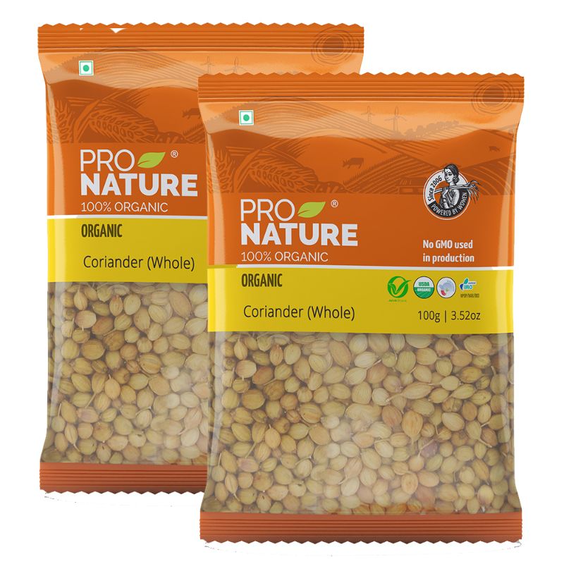 Pro Nature 100% Organic Coriander (Whole), 100g (Pack of 2)
