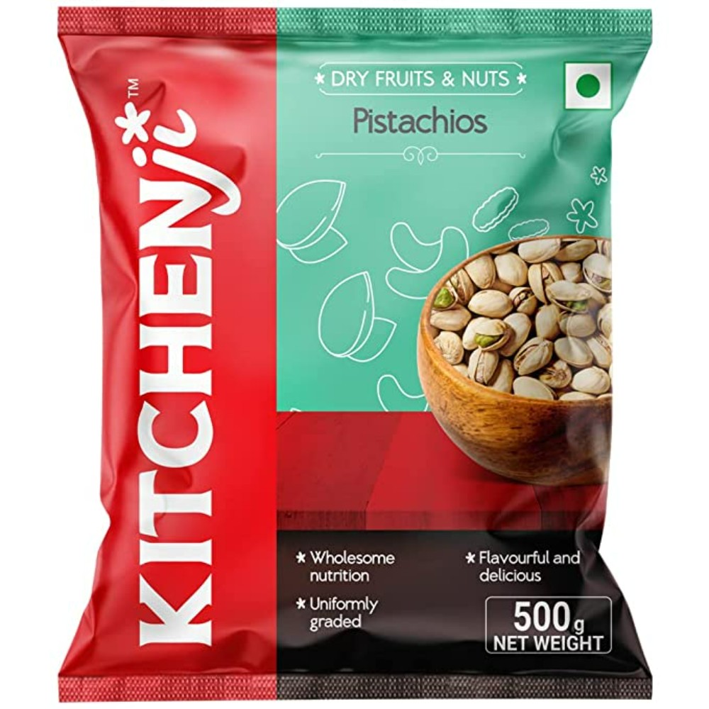 Kitchenji Pistachios 500g | Pista Dry Fruit, Shelled Nuts Super Crunchy & Delicious Healthy Snack | Vitamins & Minerals Rich