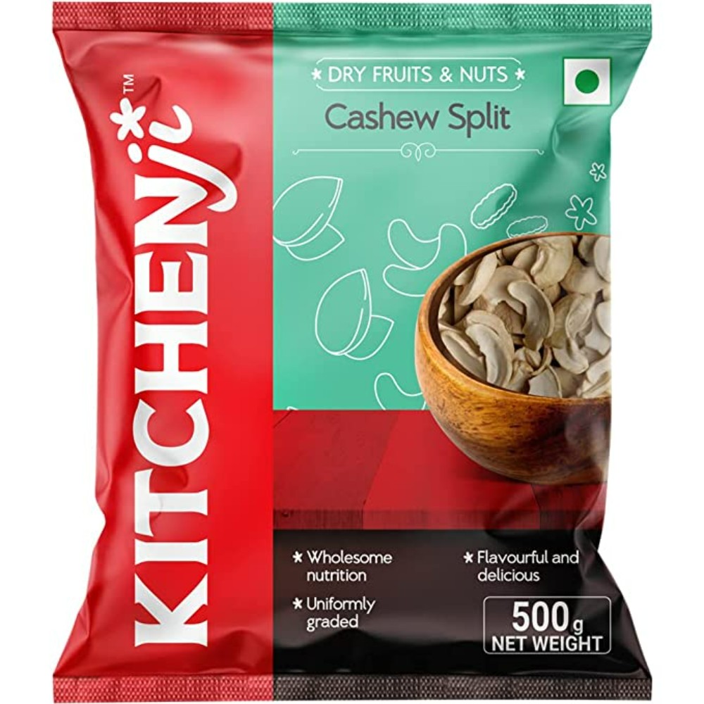 Kitchenji Cashews Split 500g | Split Cashew Nuts | Split Kaju nuts | Nutritious & Delicious Healthy Snack | Gluten Free | Plant Protein & Rich in Minerals & Vitamins