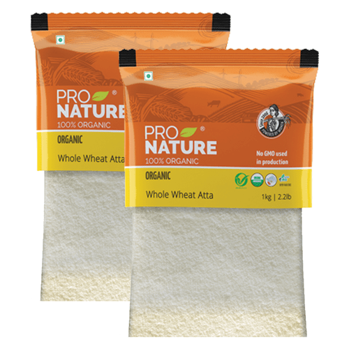 Pro Nature 100% Organic Whole Wheat Flour, 1Kg (Pack of 2)