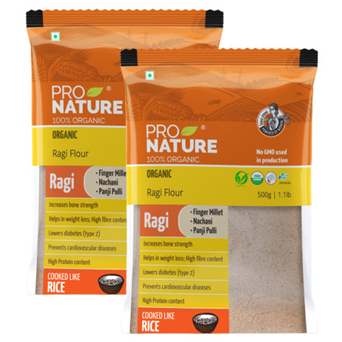 Pro Nature 100% Organic Ragi Flour, 500g (Pack of 2)