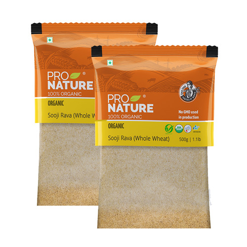 Pro Nature 100% Organic Sooji / Rava (Whole Wheat), 500g (Pack of 2)