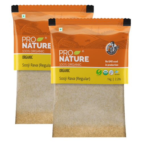 Pro Nature 100% Organic Sooji / Rava (Regular), 1Kg (Pack of 2)
