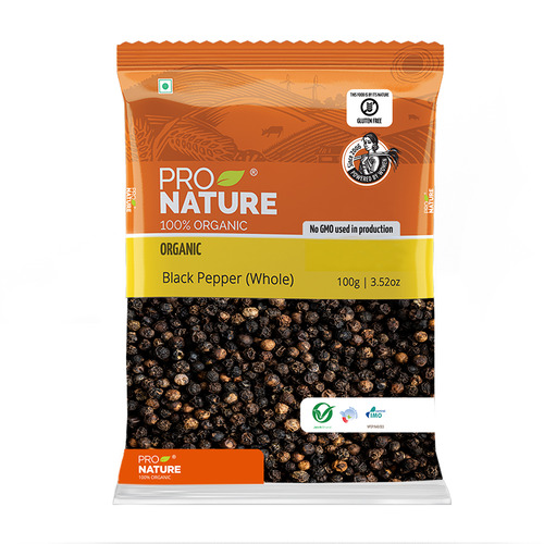 Pro Nature 100% Organic Black Pepper (Whole) (Kaali Mirch), 100g