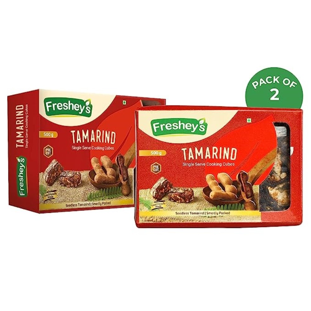 Freshey's Seedless Tamarind Cubes/ Imili / Puli - Precut Seedless Tamarind Cubes | Single Serve Cooking Cubes | Traditionally Made | Untouched by hands | improve digestion Hygienically and Smartly Packed 500 G ( Pack of 2)