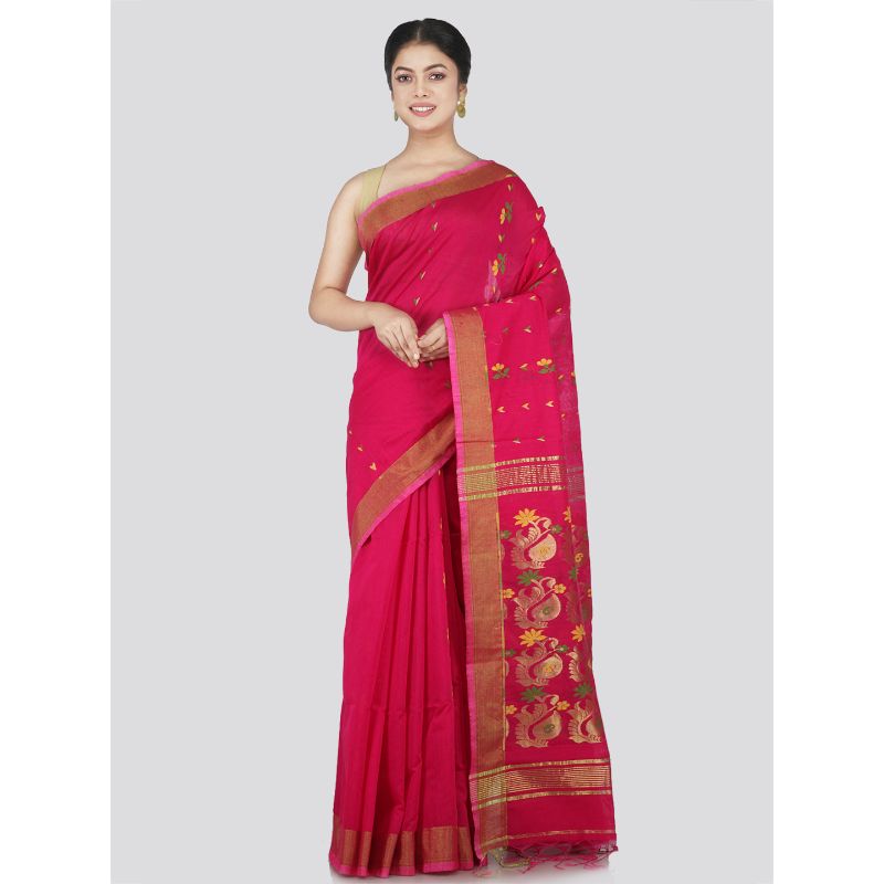 Pinkloom Women's Cotton Silk Saree With Unstitched Blouse Piece