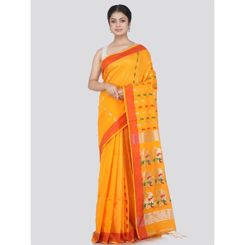 Pinkloom Women's Cotton Silk Saree With Unstitched Blouse Piece