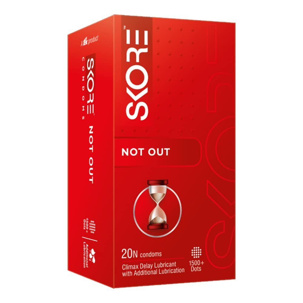 Skore Not Out Climax Delay and Dotted Condoms- 20 condoms
