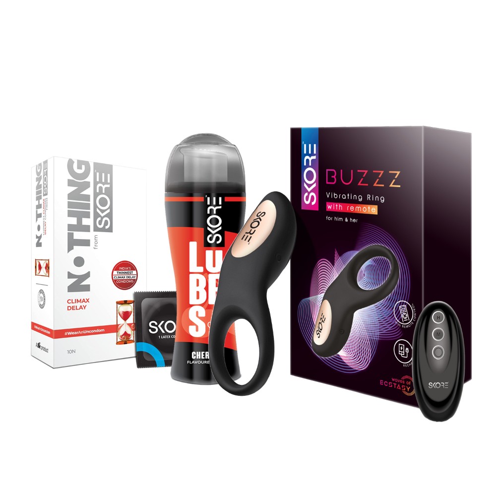 Skore | Love To Play Combo | Buzz, Cherry Lubes 50ml and Nothing Climax Delay 10s
