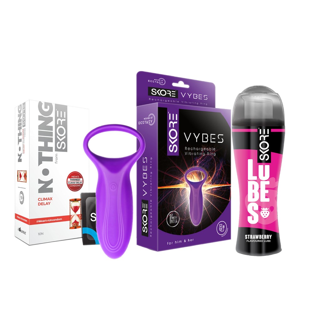 Skore | Fantasy Combo | Vybes, Strawberry Lubes 50ml and Nothing Climax Delay 10s