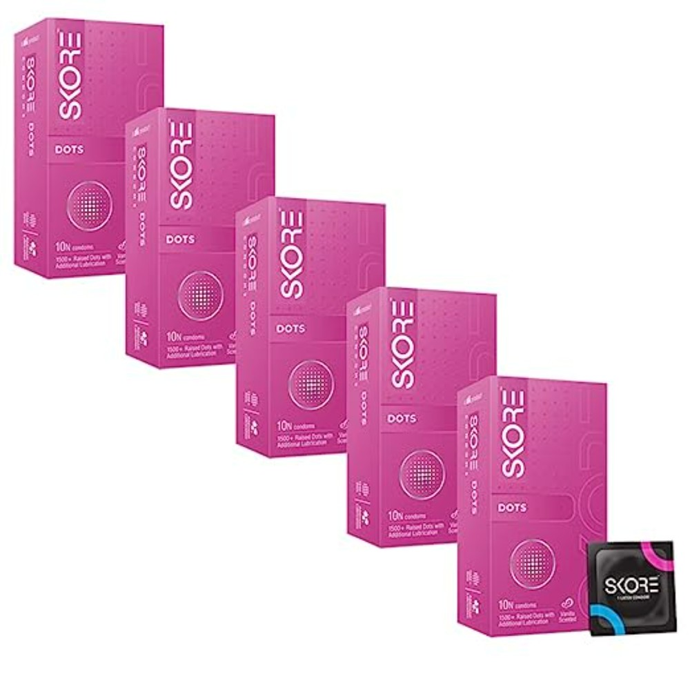 Skore Dotted Condoms (Dots) 10s (Pack of 5)